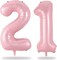 21 Balloons Number, Giant Pastel Pink Number 2 & 1 Helium Foil Ballo,40 Inch(Pastel Pink)